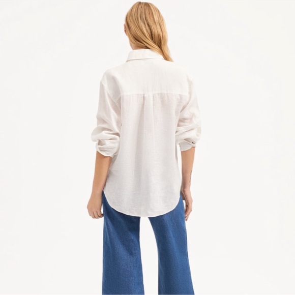 VERONICA BEARD Gil White Cotton Button Up Long Sleeve Shirt - Picture 2 of 7